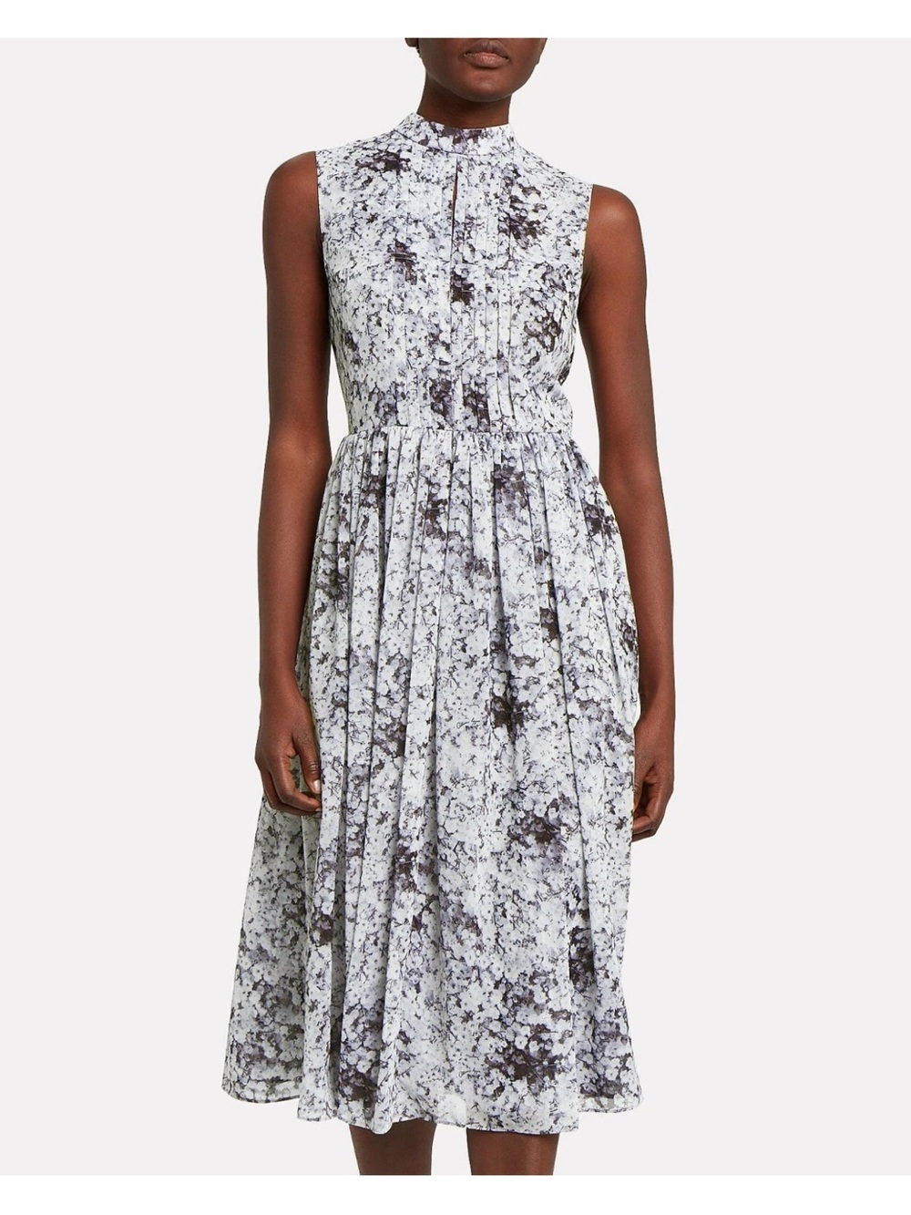 Adam Lippes High Neck Pleated Midi Dress - Size 4